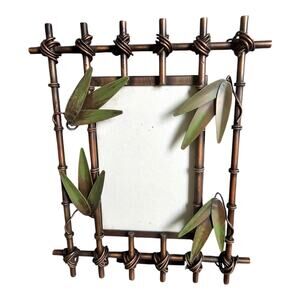Tropical Look Photo Frame Brass Copper Colored Bamboo Leaves